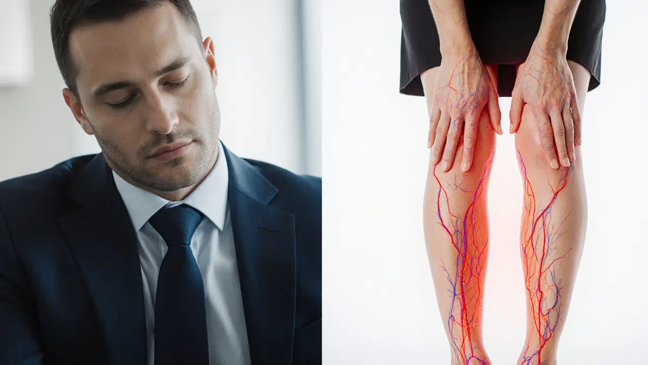 Before and after visual of improved circulation: dull limbs vs. flushed, warm skin after Swedish massage.