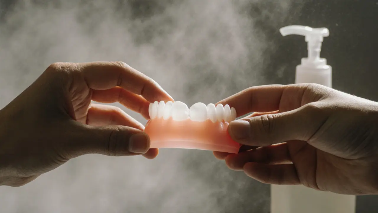 Two hands exchanging a dental dam, symbolizing safety and mutual care.