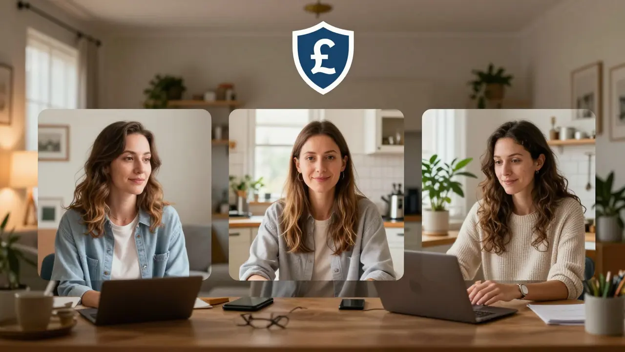 Three mature women in a supportive Zoom call, sharing advice and building community in their independent careers.
